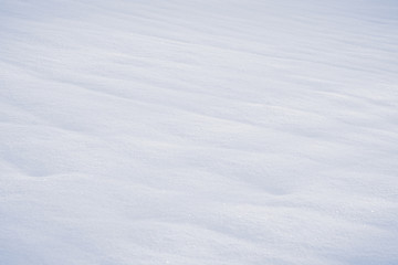 Snow covered field in closeup with soft curves