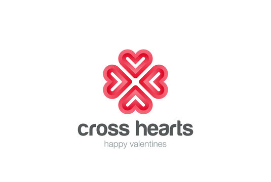Heart Star Logo vector. Valentine day love Cardiology Cross icon