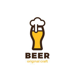 Beer Glass Logo design Linear. Pub Bar Brewery Craft Logotype