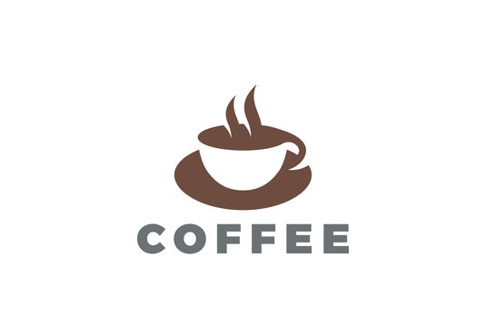 Coffee cup Logo Negative space. Hot Drinks Tea Coffee shop icon