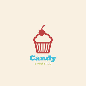 Cupcake Logo design vector. Cake shop Logotype icon