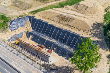 Baustelle Autobahnbrücke Luftbild