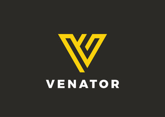 Letter V Logo Luxury design Linear. Type Character Logotype