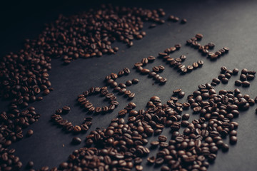 spilled coffee beans