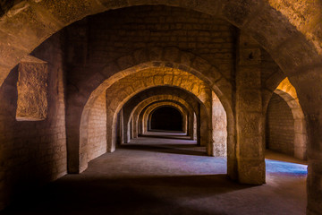 Empty space on fortress of Sousse. Medieval architecture of Tunisia.