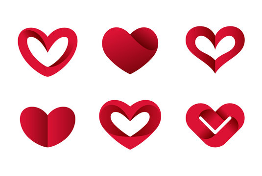 Heart shapes vector icons Valentine day love. Cardiology Medical