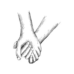 Fototapeta premium hand sketch holding hands