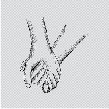 hand sketch holding hands