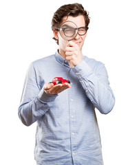 Concept of a young man and a car insurance