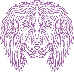 English Cocker Spaniel Dog Head Mono Line