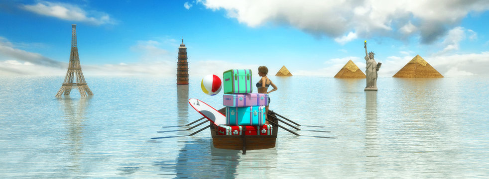 travel with boat and baggage