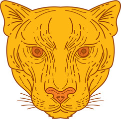 Cougar Mountain Lion Head Mono Line