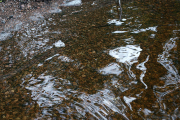 Glow and foam on the  lake surface