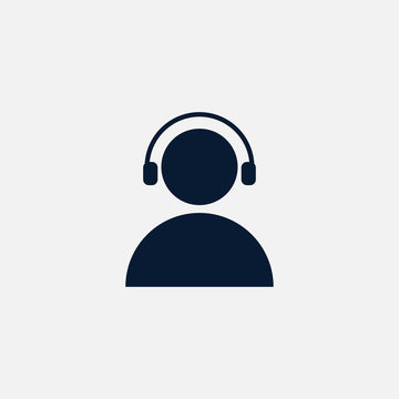 User with headphones icon simple illustration