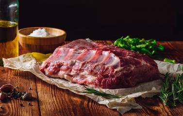 Raw Pork Ribs on Parchment