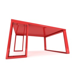Red Table. 3D render isolated on white. Platform or Stand Illustration. Template for Object Presentation.