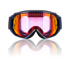 Ski and snowboard mask closeup isolated on white background