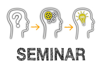 Seminar Concept with Business Team Members and Idea on white background