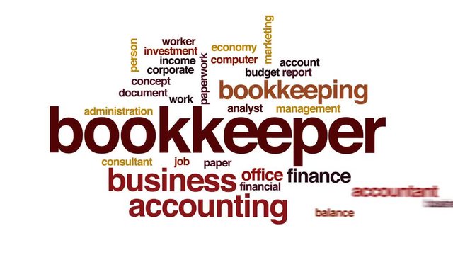 Bookkeeper animated word cloud, text design animation.