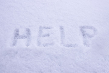 Inscription help on white snow