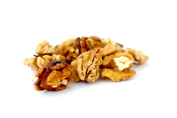 Walnuts isolated on white background
