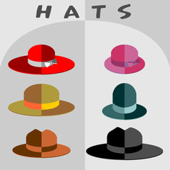 A set of hats to the mod flat style. Heads of different people a