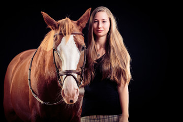 Obraz premium Woman With Her Horse