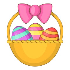 Easter basket icon, cartoon style