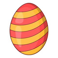 Striped easter egg icon, cartoon style