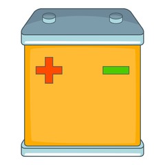 Car battery icon, cartoon style