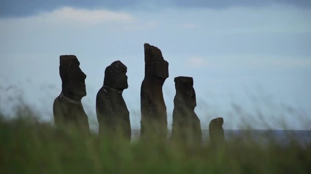 Easter Island statues in Chile.