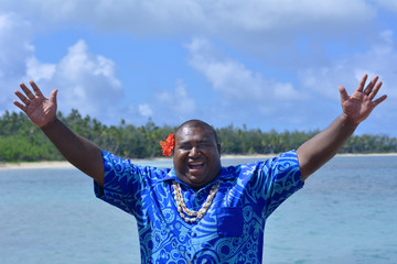 Fijian man greeting hello Bula