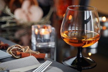 Table place setting with holidays decoration