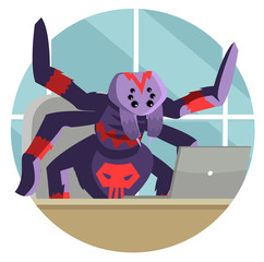 evil spider virus infecting a computer