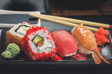 Sushi rolls close-up