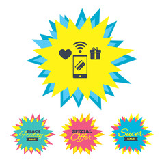 Mobile payments icon. Smartphone, credit card.