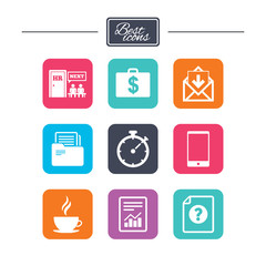 Office, documents and business icons.