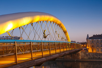 Fototapeta Bernatka footbridge over Vistula river in Krakow, Poland obraz
