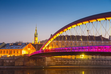 Fototapeta Bernatka footbridge over Vistula river in Krakow, Poland obraz