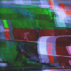 Glitched abstract vector background made of colorful pixel mosaic. Digital decay, signal error, television fail. Trendy design for print poster, brochure cover, website and other projects.