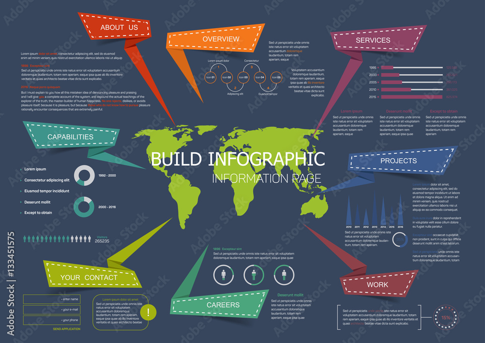 Poster Web site landing page infographics vector design