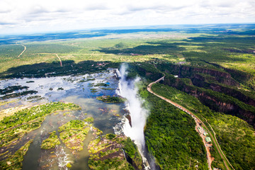 Victoria Falls aerial side view.  Taken while on a helicopter tour (The Flight of Angels).
