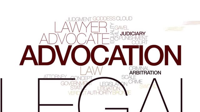 Advocation animated word cloud, text design animation. Kinetic typography.