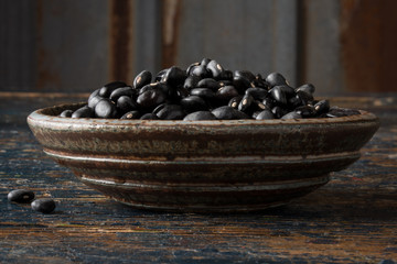 Uncooked Black Beans in a Bowl