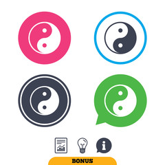 Ying yang sign icon. Harmony and balance symbol.