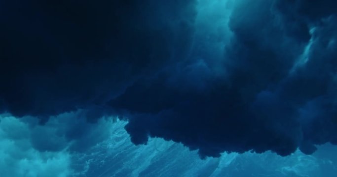 Under water view of ocean wave crashing over camera. Shot on RED in 4K