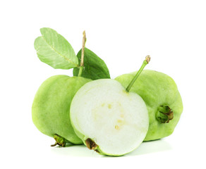 Fresh green Guava fruit  on white background