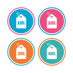 Sale price tag icons. Discount symbols.