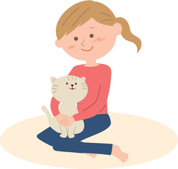 猫と女性