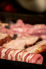 Quality meat specials grilled on a restaurant hotplate